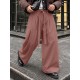 Men's Clean Belted Pleated Wide-Leg Drape Trousers