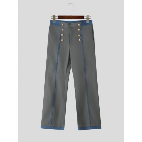Men's Victorian Double-Breasted High-Waist Contrast Tailored Trousers
