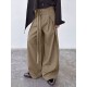 Men's Double D-Ring Strap Pleated Maxi Wide-Leg Trousers