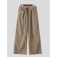 Men's Double D-Ring Strap Pleated Maxi Wide-Leg Trousers