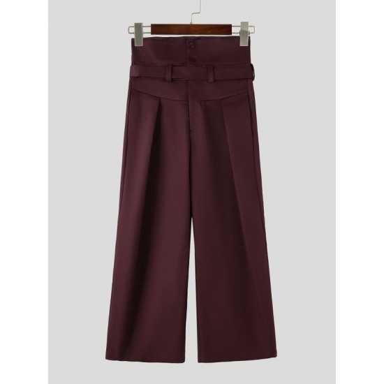 Men's Party Corset High Waist Pleated Wide Leg Full Length Trousers