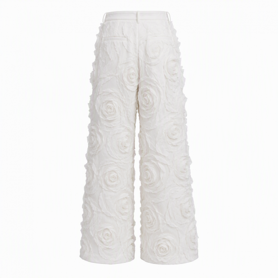 Men's Party 3D Rose Flower Pleated Wide Leg Full Length Trousers