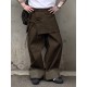 Men's Retro Party Ribbon Wrap Front Turn-Up Wide Cuff Loose Trousers