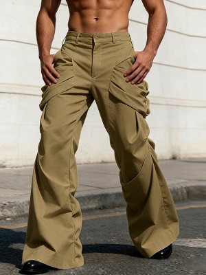 Men's Pleated Wide Leg Trousers