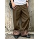 Men's Retro Leopard Turn-Up Cuff Pleated Full Length Wide Leg Trousers