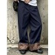 Men's Retro Leopard Turn-Up Cuff Pleated Full Length Wide Leg Trousers