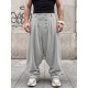 Men's Double Breasted Button Drop Crotch Pleated Full Length Harem Trousers