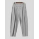 Men's Double Breasted Button Drop Crotch Pleated Full Length Harem Trousers