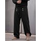 Men's Urban Casual Sailor Button Drawstring Wide Leg Trousers