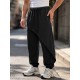Men's Asymmetrical Diagonal Overlay Drawstring Elastic Waist Full Length Sweatpant