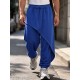 Men's Asymmetrical Diagonal Overlay Drawstring Elastic Waist Full Length Sweatpant