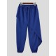 Men's Asymmetrical Diagonal Overlay Drawstring Elastic Waist Full Length Sweatpant