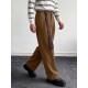 Men's Retro Paisley Streamer Belt Double Pleated Front Full Length Wide Leg Trousers