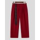 Men's Retro Paisley Streamer Belt Double Pleated Front Full Length Wide Leg Trousers