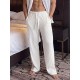 Men's Wide Ribbed Texture Drawstring Elastic Waist Lounge Trousers