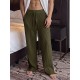 Men's Wide Ribbed Texture Drawstring Elastic Waist Lounge Trousers
