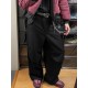 Men's Curved Flap Overlay Rivet Detail Baggy Floor Length Wide Leg Trousers