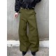 Men's Curved Flap Overlay Rivet Detail Baggy Floor Length Wide Leg Trousers