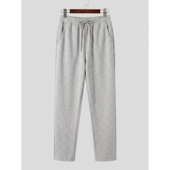 Men's Athletic Gym Drawstring Elastic Waist Tapered Leg Full Length Trousers