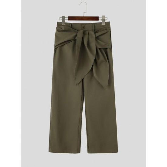 Men's Waist Tie-Up Ribbon Exaggerated Floor Length Wide Leg Trousers