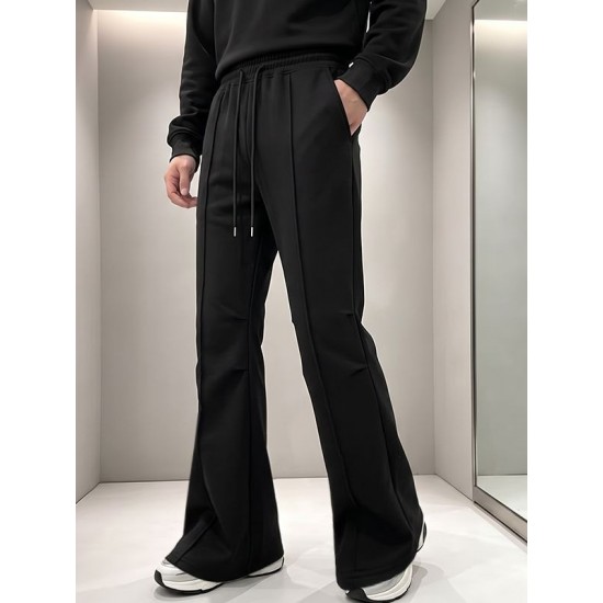 Men's Retro Heavyweight Drape Bell Bottom Full Length Trousers