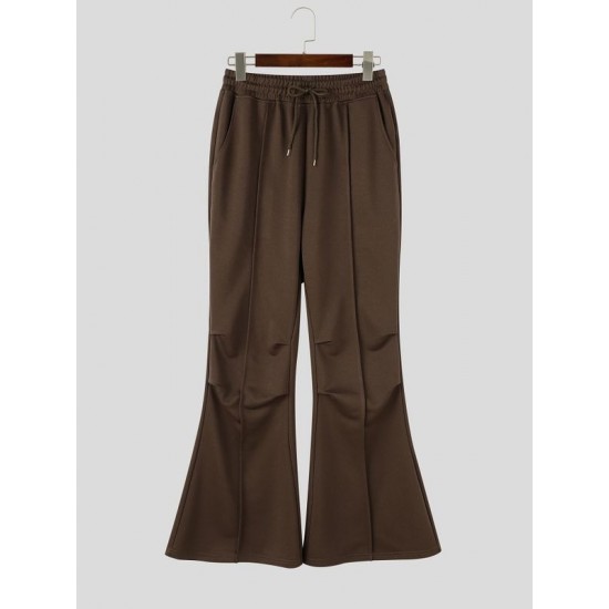 Men's Retro Heavyweight Drape Bell Bottom Full Length Trousers