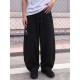 Men's Urban Casual Curved Dart Seam Heavyweight Drawstring Waist Full Length Trousers