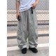 Men's Urban Casual Curved Dart Seam Heavyweight Drawstring Waist Full Length Trousers