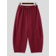 Men's Urban Casual Curved Dart Seam Heavyweight Drawstring Waist Full Length Trousers